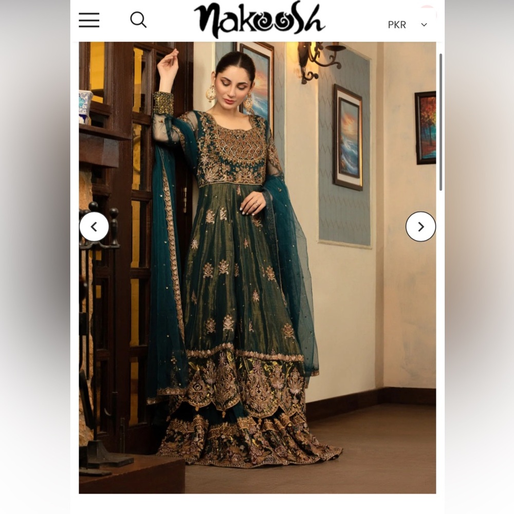 Nakoosh embroidered mhendi outfit 3 pc